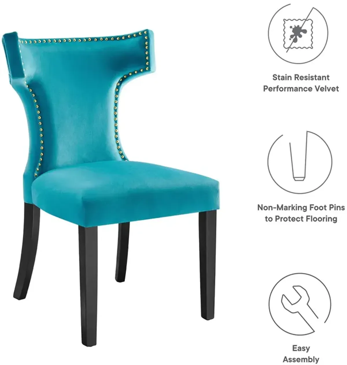 Curve Performance Velvet Dining Chairs - Set of 2