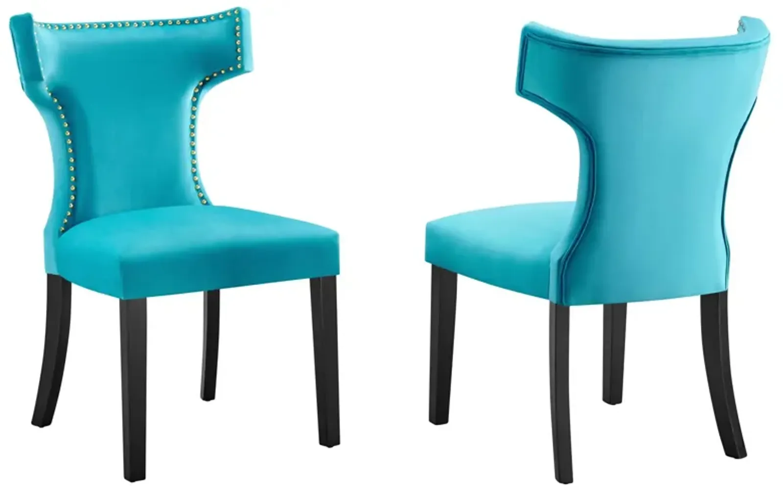 Curve Performance Velvet Dining Chairs - Set of 2