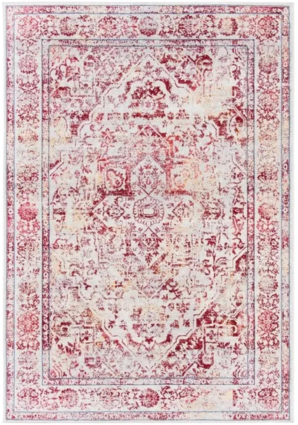 Brentwood 832 Ivory / Red 5'-3" X 7'-6" Medium Rectangle Powerloomed Rug