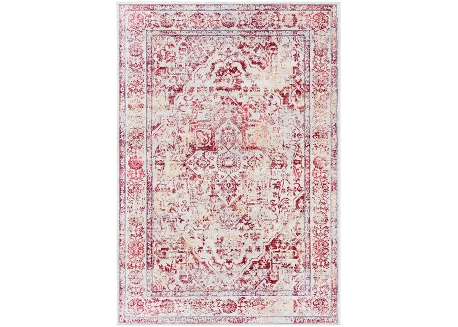 Brentwood 832 Ivory / Red 5'-3" X 7'-6" Medium Rectangle Powerloomed Rug