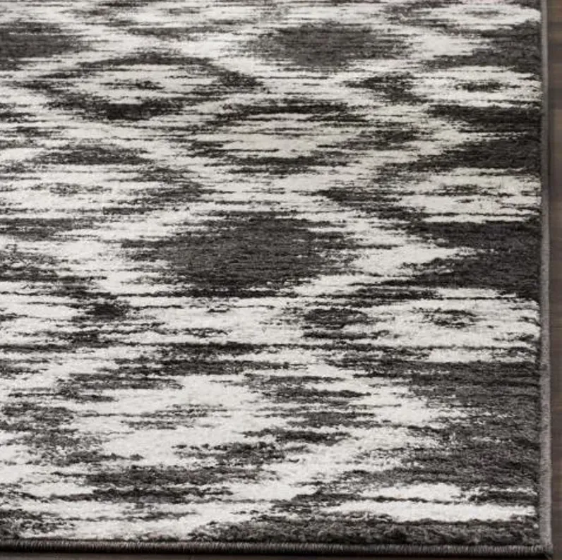 Adirondack Contemporary Charcoal / Ivory 4' X 4' Square Powerloomed Rug