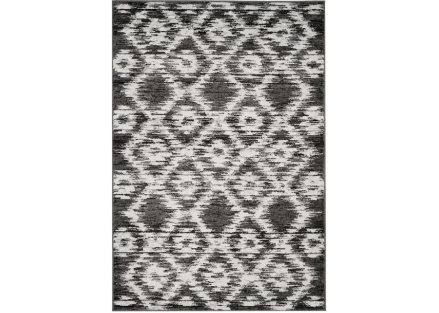 Adirondack Contemporary Charcoal / Ivory 4' X 4' Square Powerloomed Rug