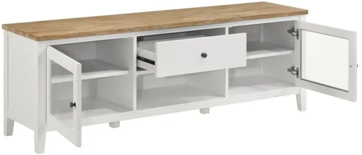 Angela 2-door Wooden 67" TV Stand Brown and White