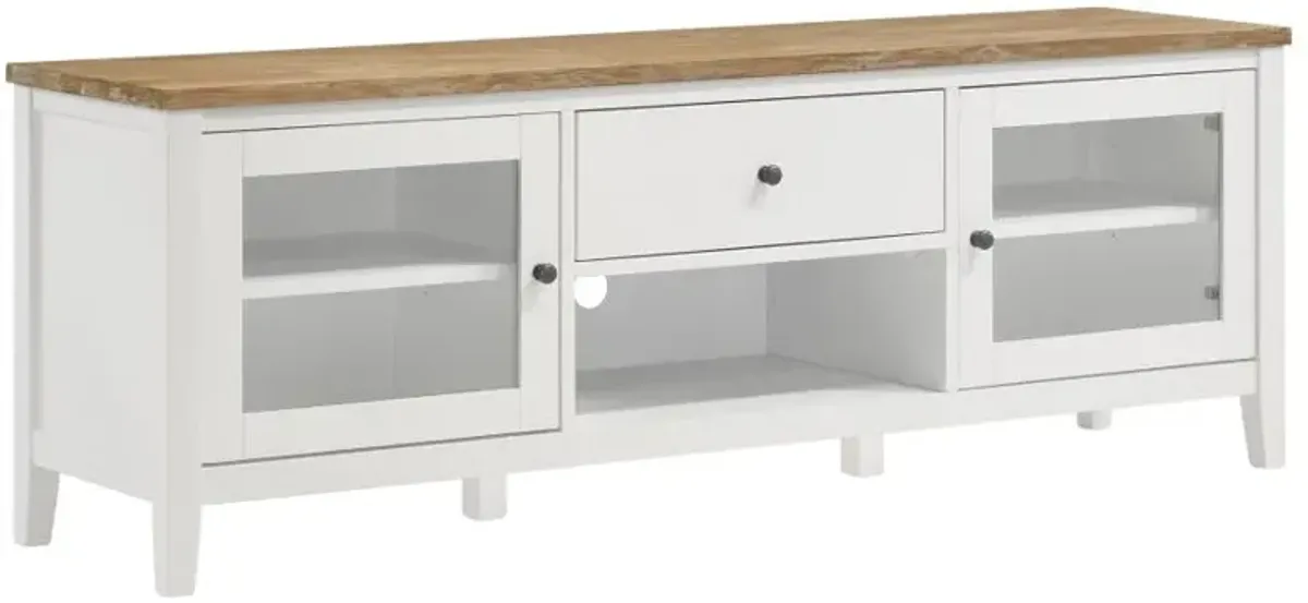 Angela 2-door Wooden 67" TV Stand Brown and White