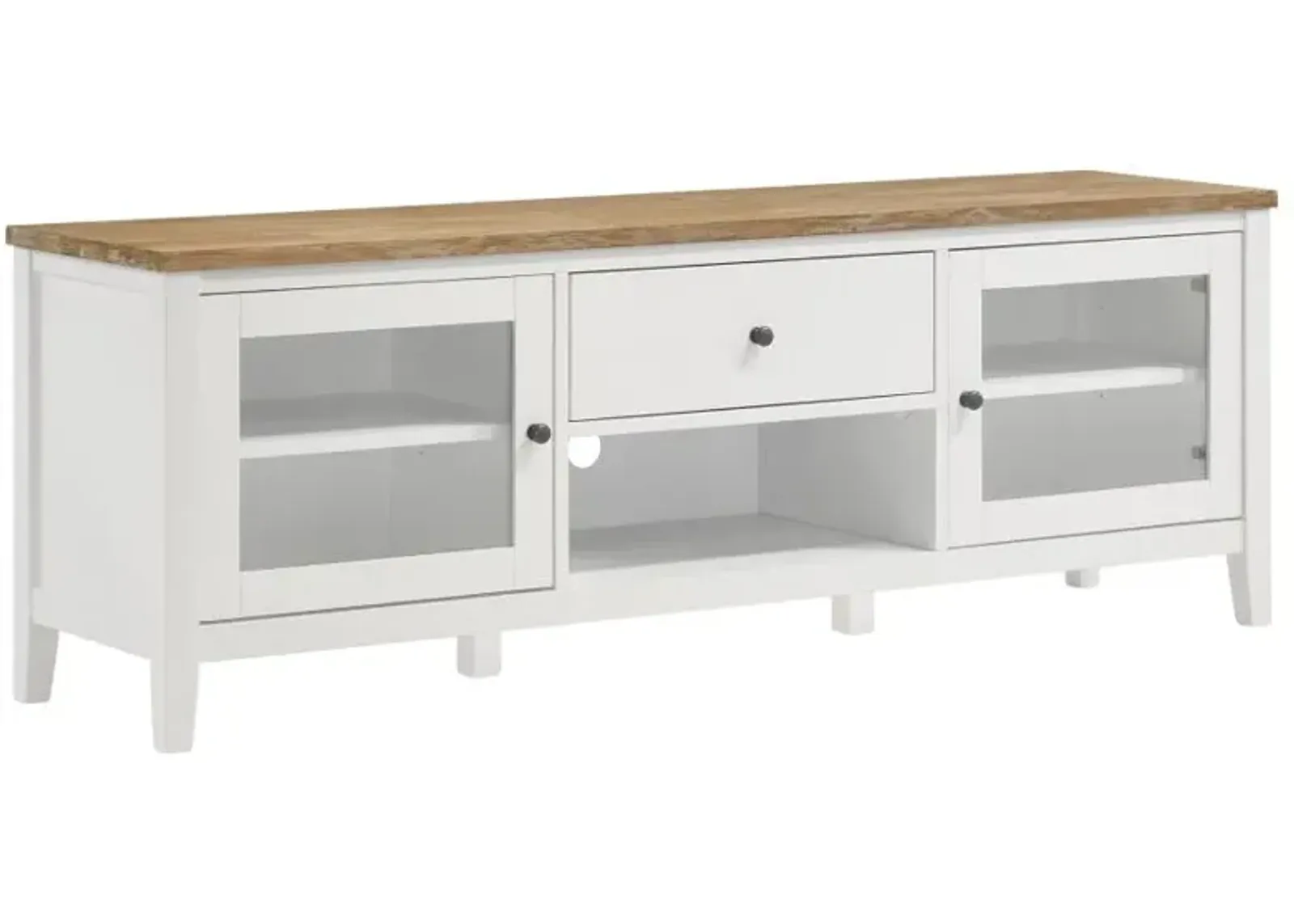 Angela 2-door Wooden 67" TV Stand Brown and White