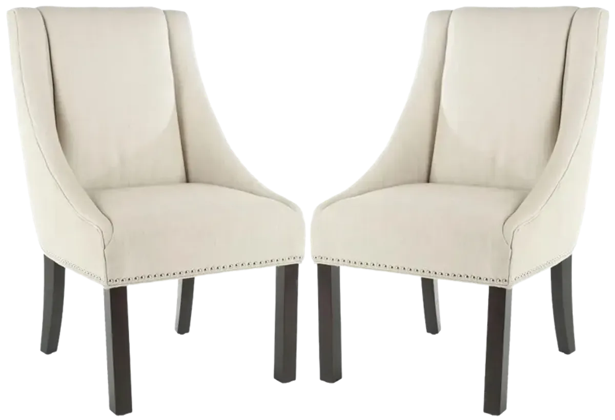 MORRIS 20''H SLOPING ARM DINING CHAIR (SET OF 2) - SILVER NAIL HEADS