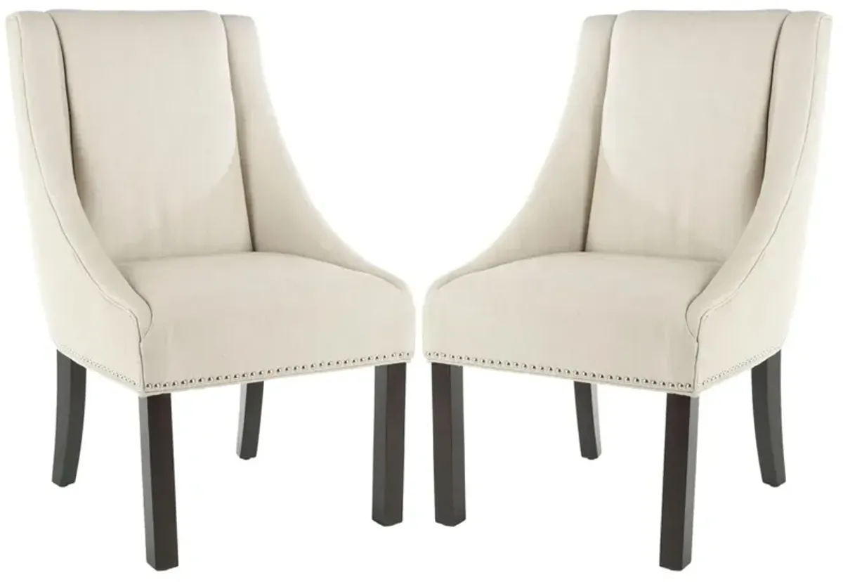 MORRIS 20''H SLOPING ARM DINING CHAIR (SET OF 2) - SILVER NAIL HEADS