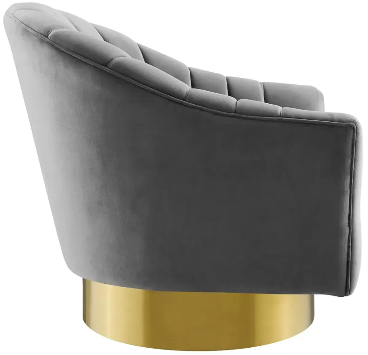 Buoyant Vertical Channel Tufted Accent Lounge Performance Velvet Swivel Chair