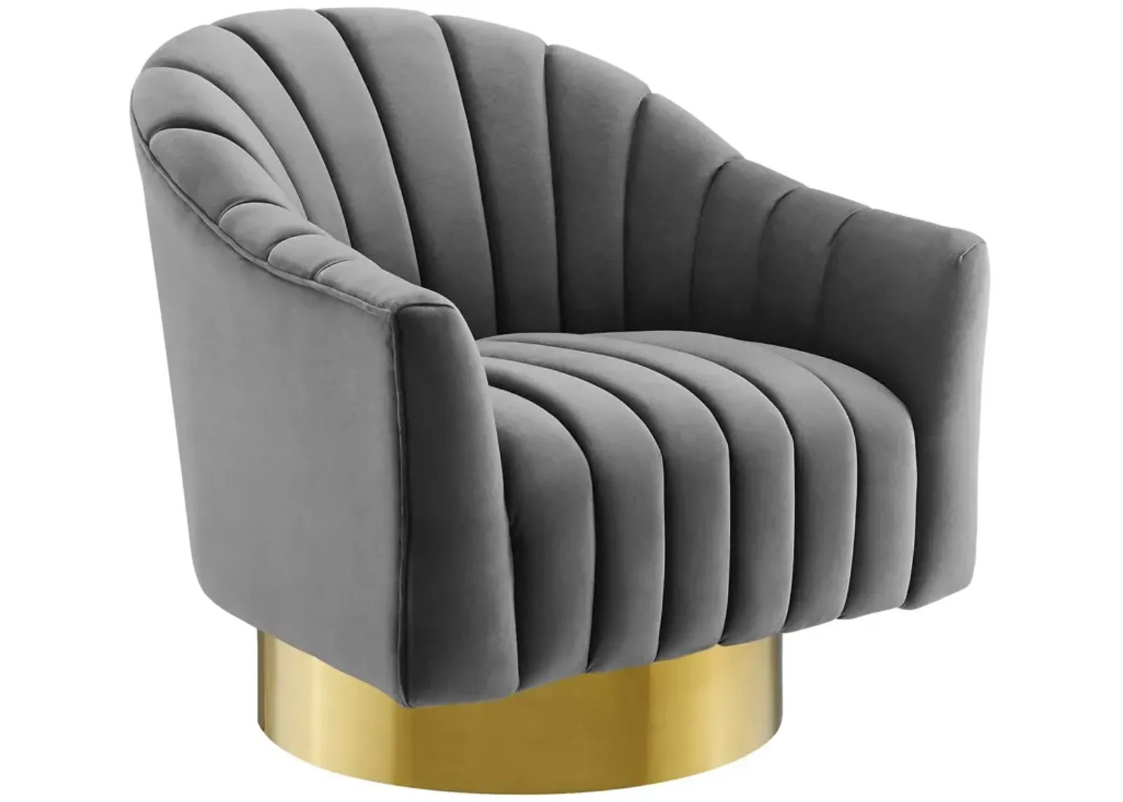 Buoyant Vertical Channel Tufted Accent Lounge Performance Velvet Swivel Chair