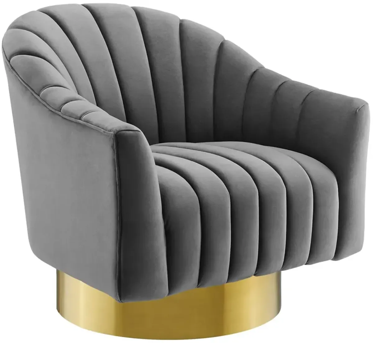 Buoyant Vertical Channel Tufted Accent Lounge Performance Velvet Swivel Chair