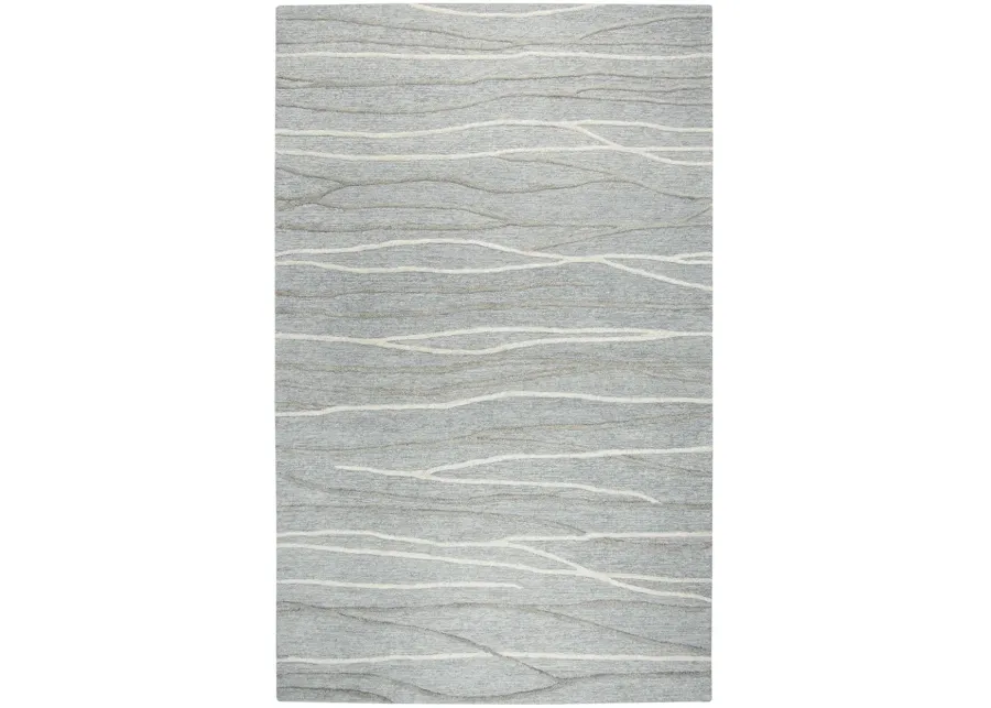 Idyllic Gray/Natural  Lines Wool 5' x 8' Rectangle Rug