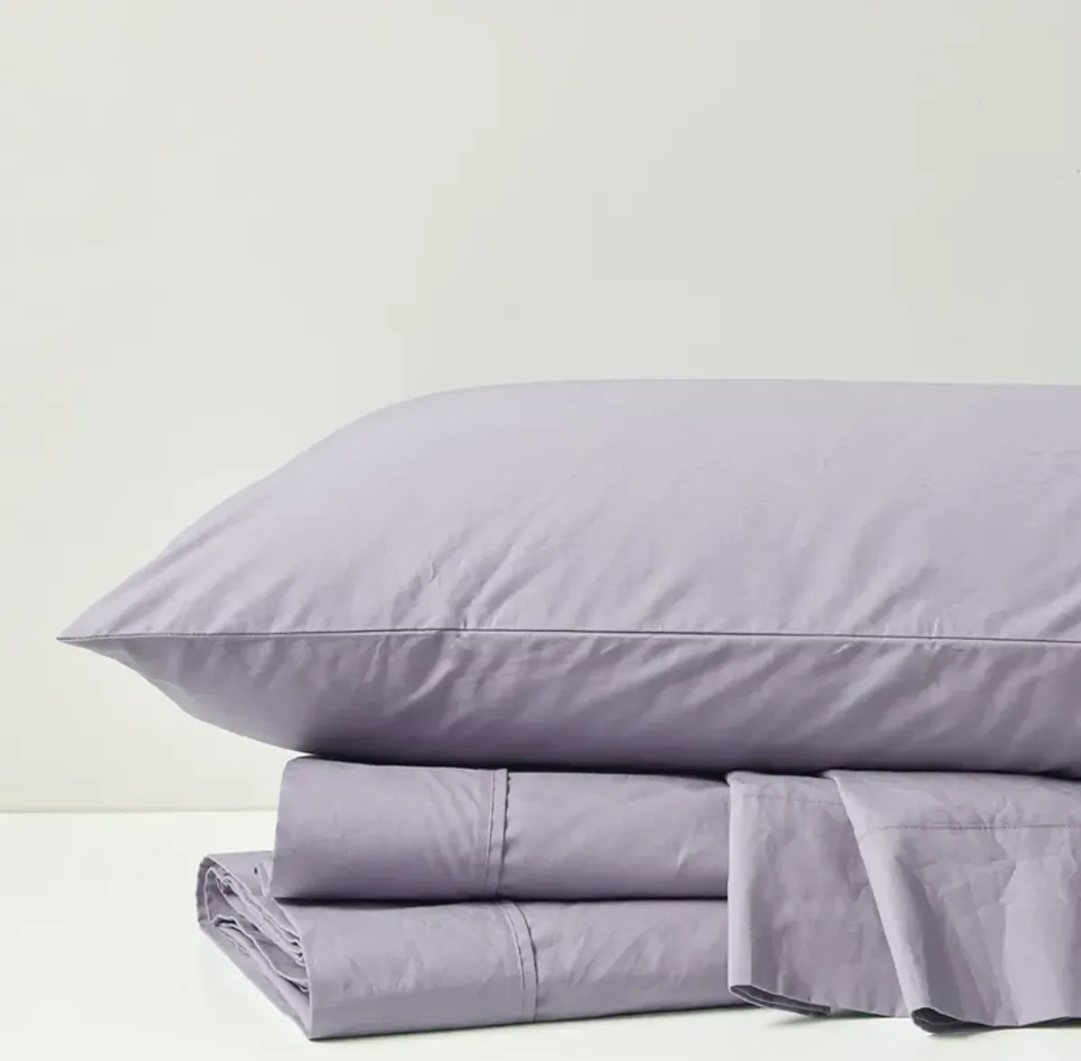 Madison Park Peached Percale Purple 200 Thread Count Relaxed Cotton Percale Sheet Set