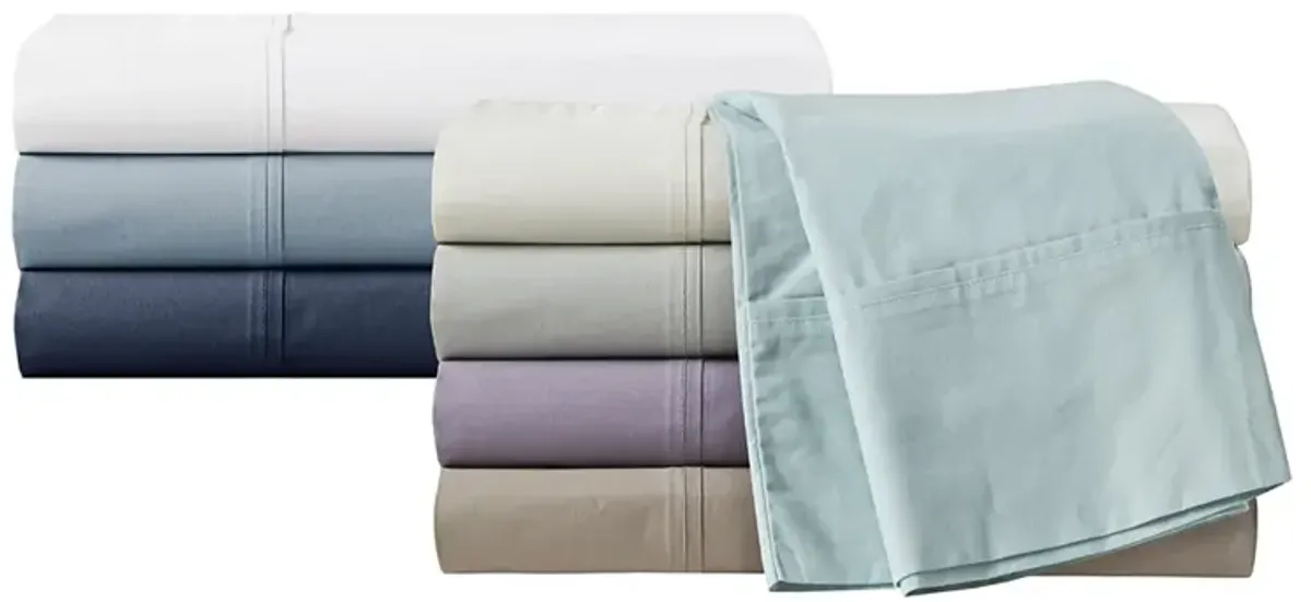 Madison Park Peached Percale Purple 200 Thread Count Relaxed Cotton Percale Sheet Set