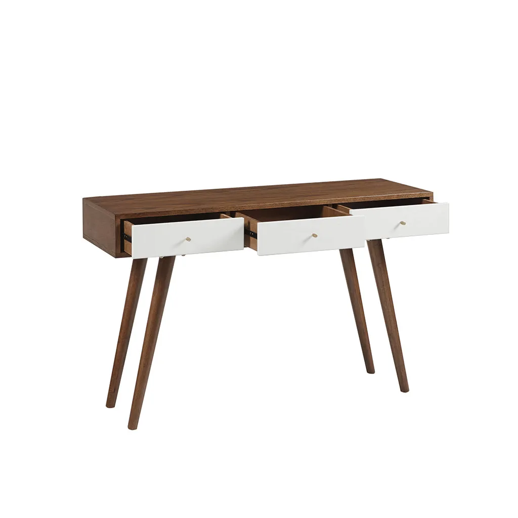 Madison Park Rigby White/Pecan 3 Drawer Writing Desk