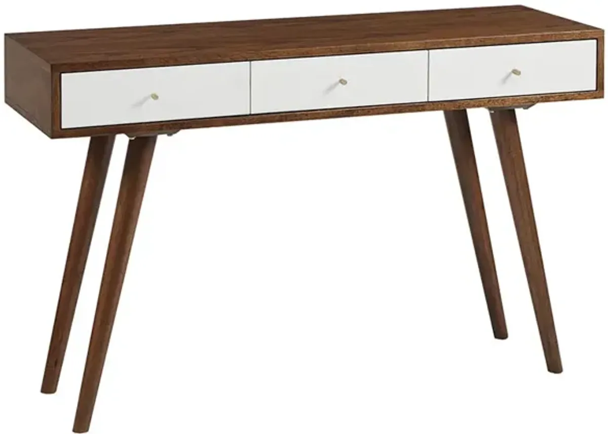 Madison Park Rigby White/Pecan 3 Drawer Writing Desk