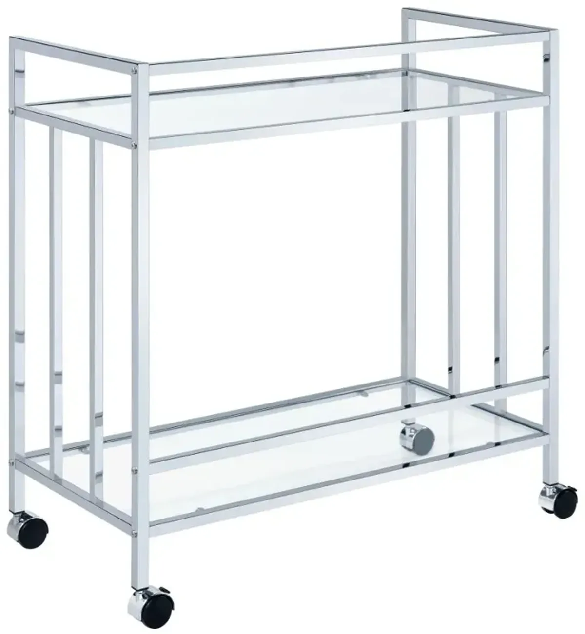 Cara Rectangular Glass Bar Cart Chrome