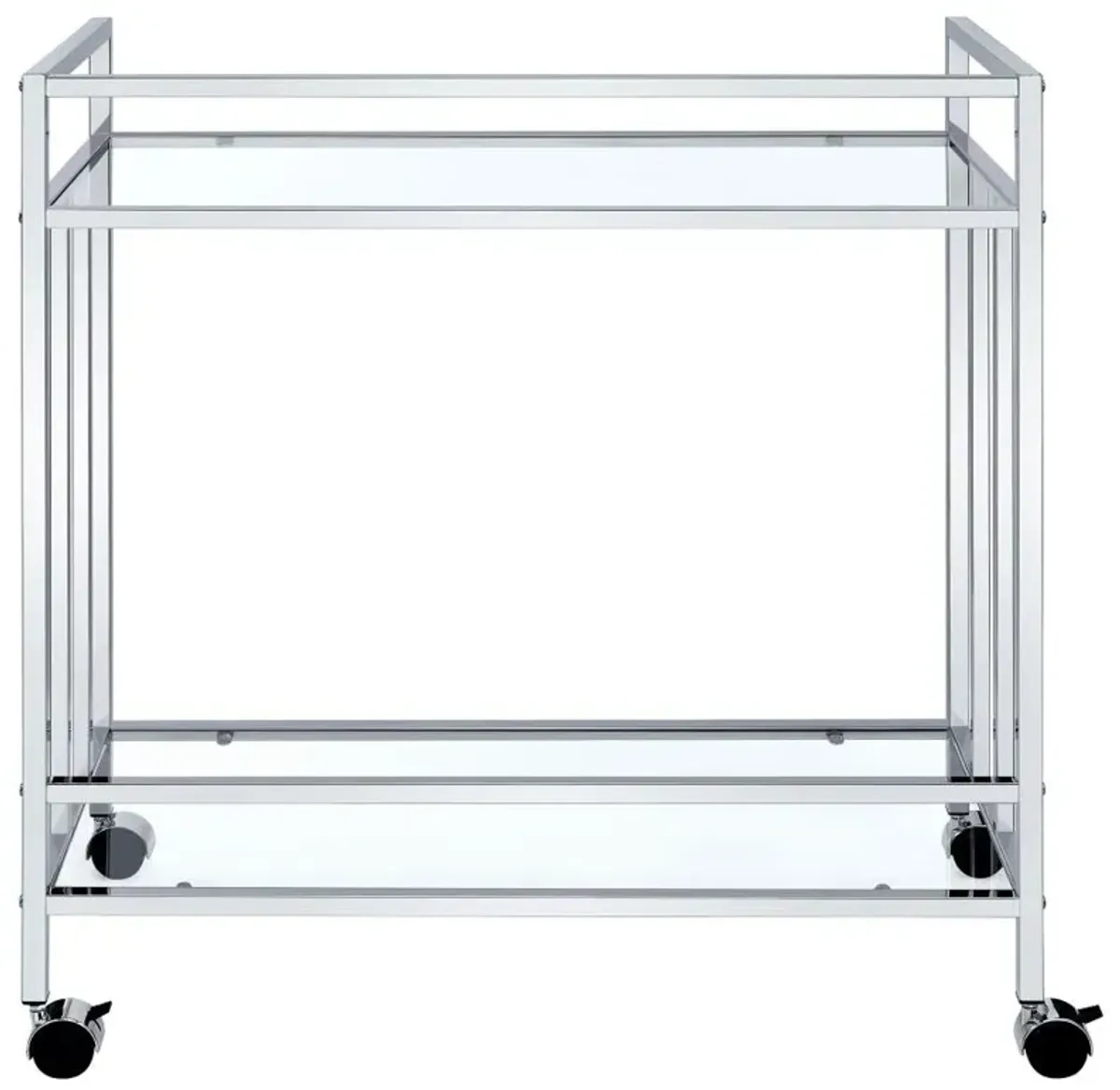 Cara Rectangular Glass Bar Cart Chrome