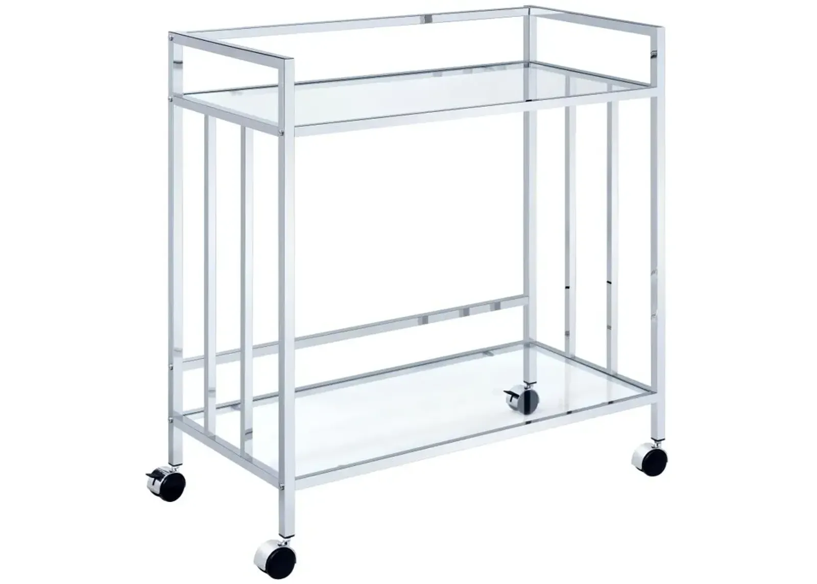 Cara Rectangular Glass Bar Cart Chrome