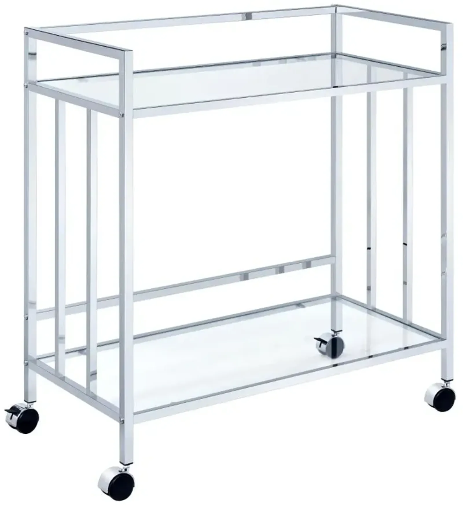 Cara Rectangular Glass Bar Cart Chrome