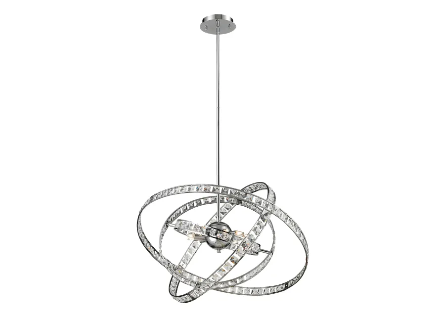 Saturn 24" Wide 6-Light Chandelier - Chrome