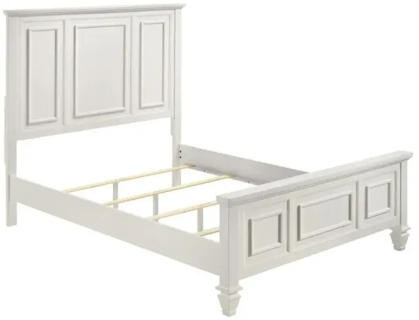Sandy Beach California King Panel Bed with High Headboard Cream White
