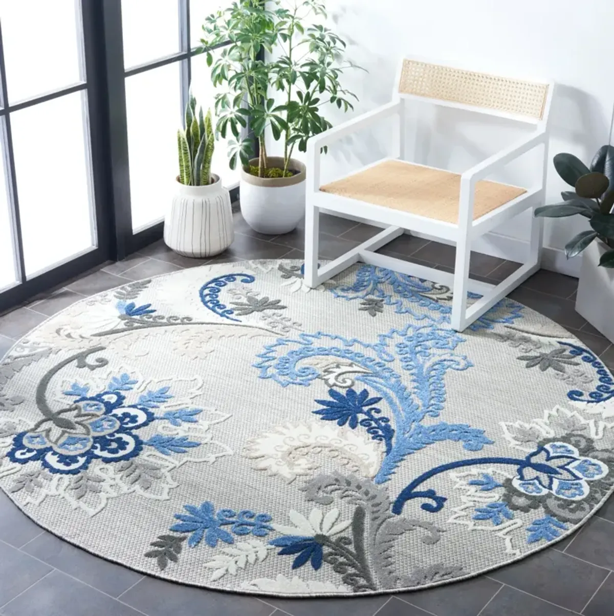 CABANA 305 GREY  5'-3' x 5'-3' Round Round Rug