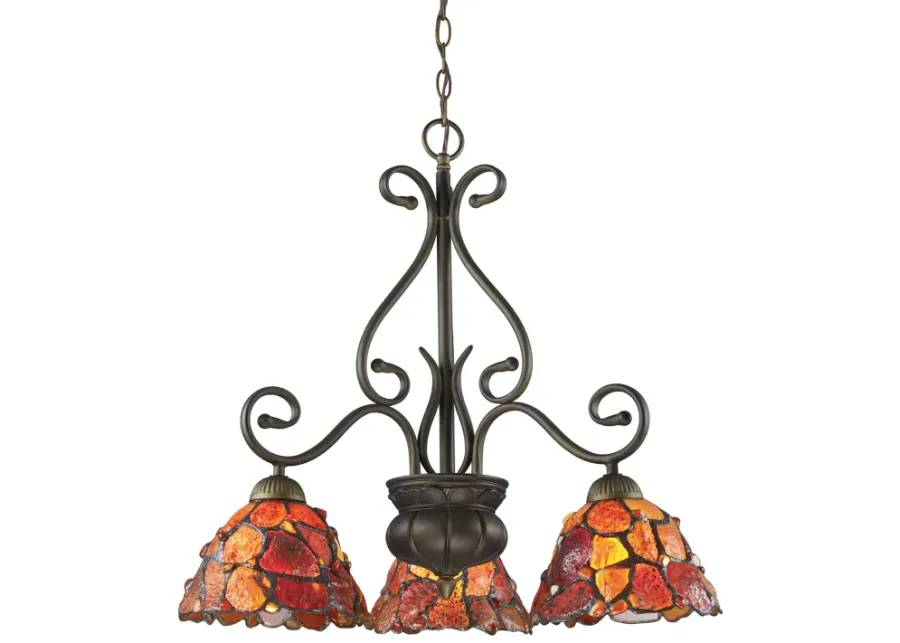 Carelina 3-Light Chandelier in Tiffany Bronze