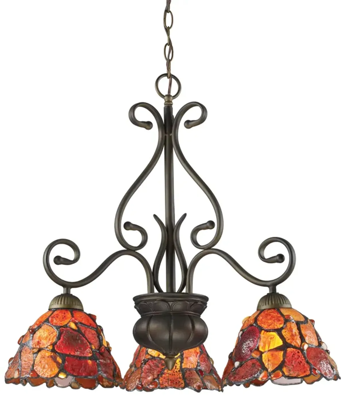 Carelina 3-Light Chandelier in Tiffany Bronze