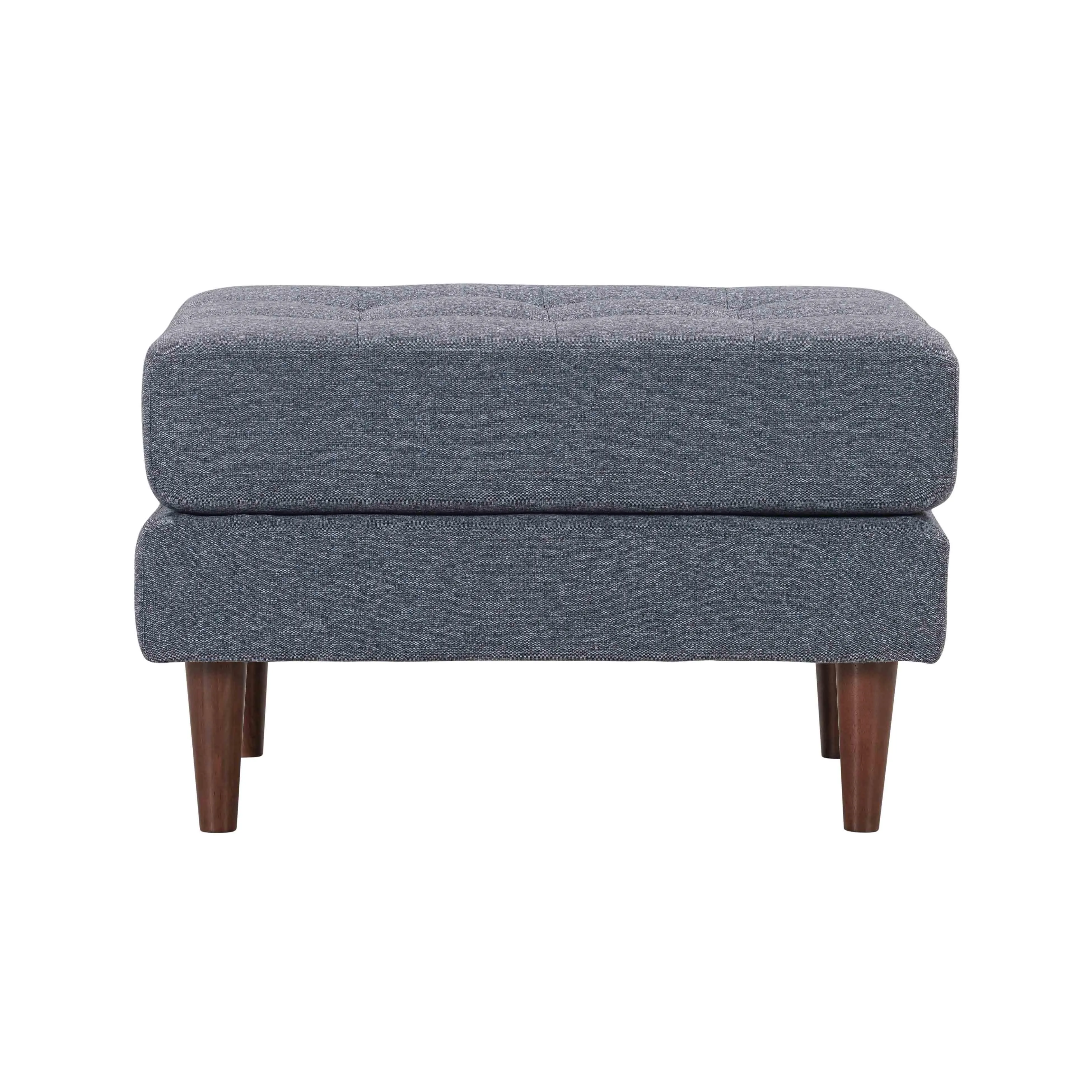 Cave Navy Tweed Ottoman