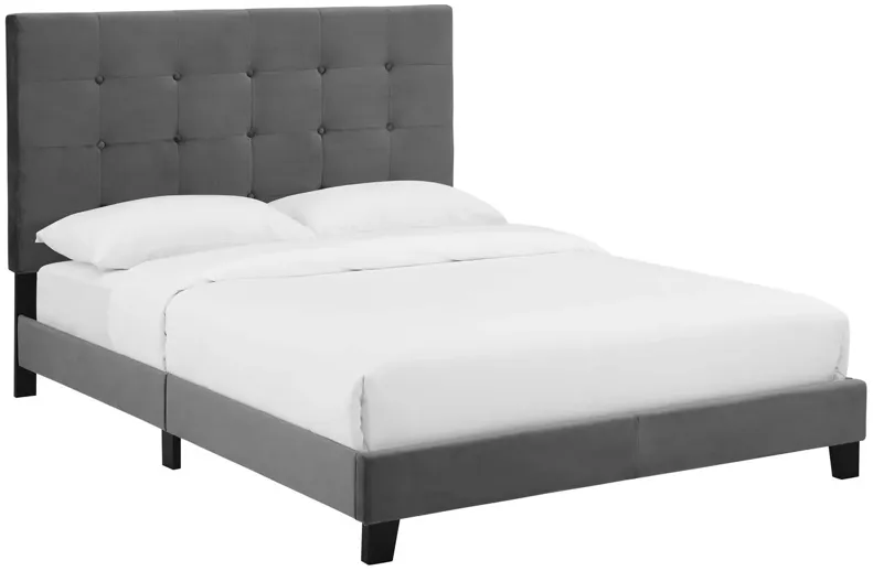 Melanie Queen Tufted Button Upholstered Performance Velvet Platform Bed