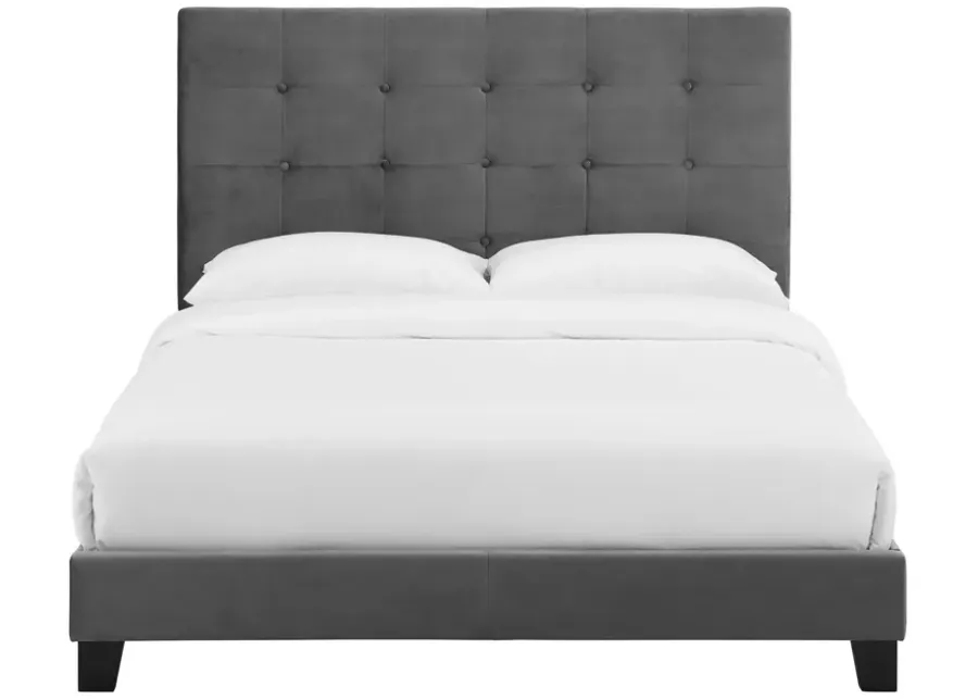 Melanie Queen Tufted Button Upholstered Performance Velvet Platform Bed