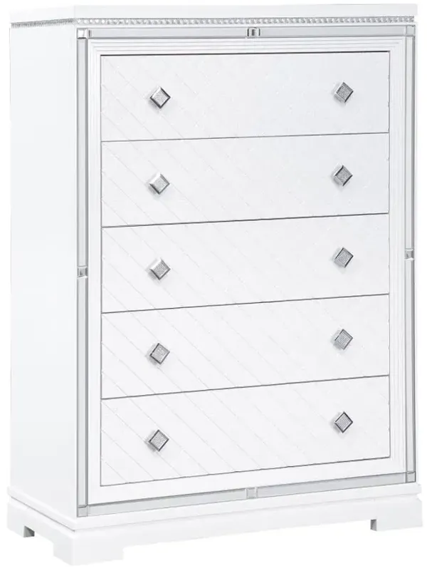 Eleanor Rectangular 5-drawer Chest White
