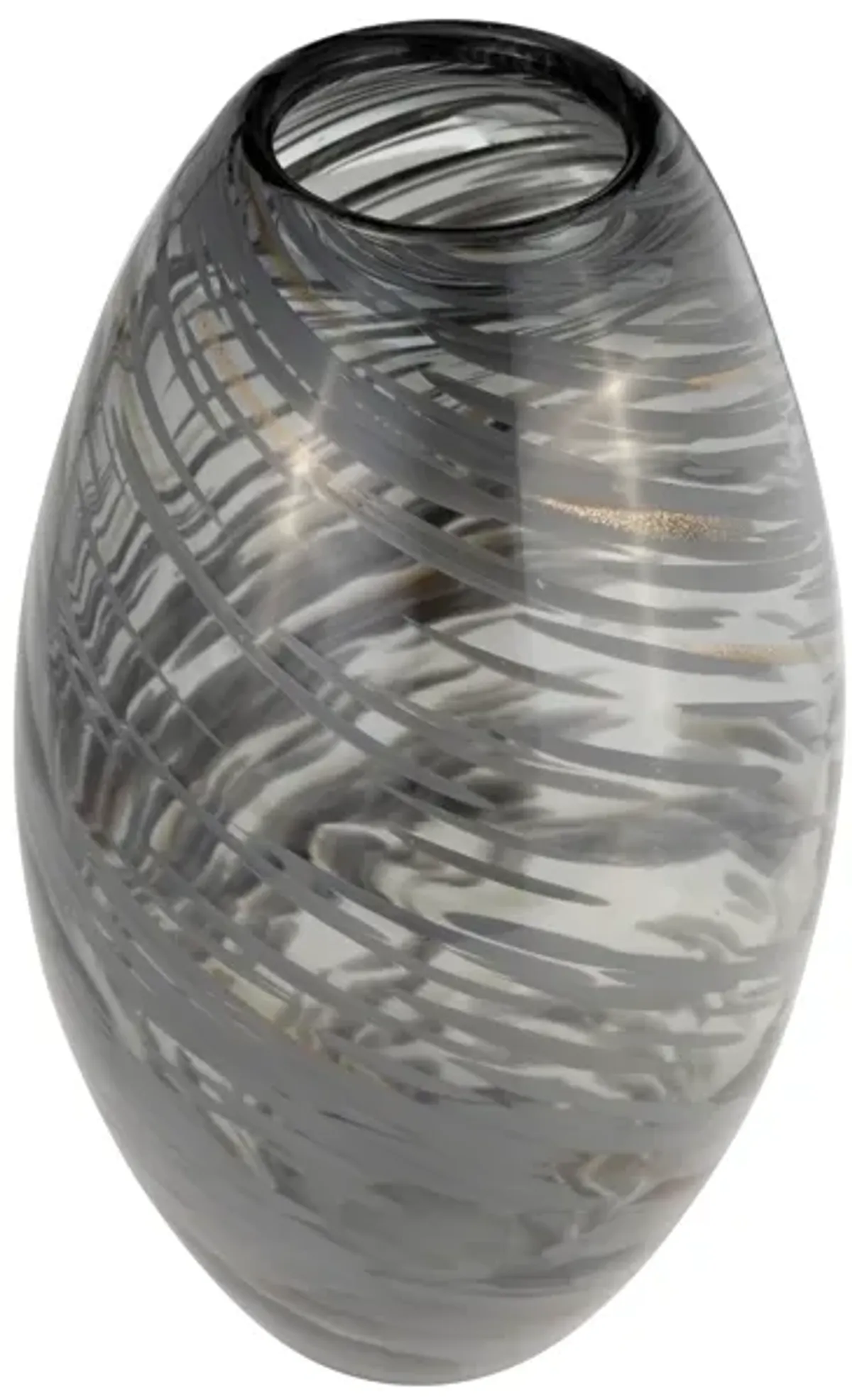 Glass, 13"h Swirl Vase, Black