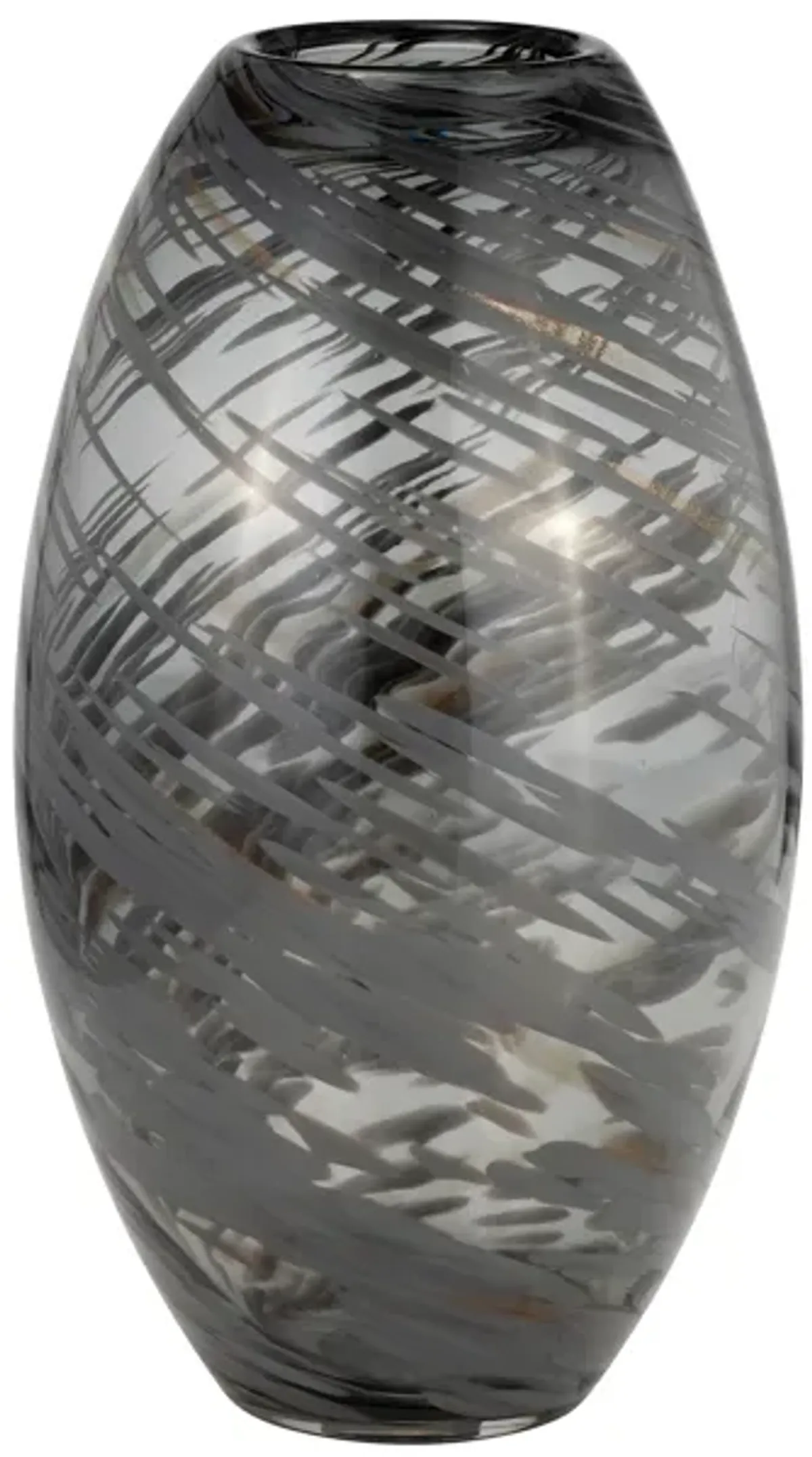 Glass, 13"h Swirl Vase, Black