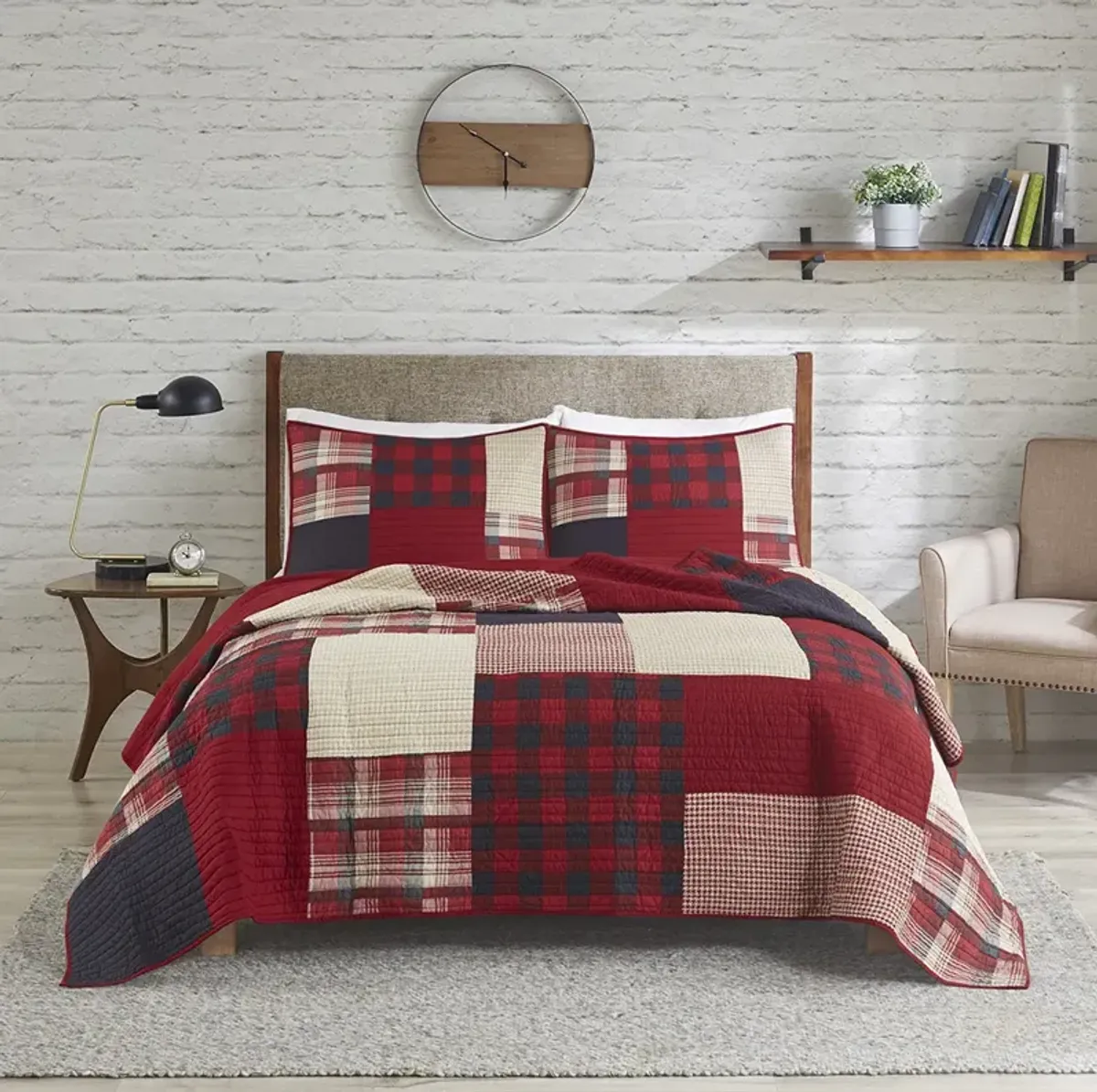 Woolrich Sunset Red Oversized Cotton Quilt Mini Set