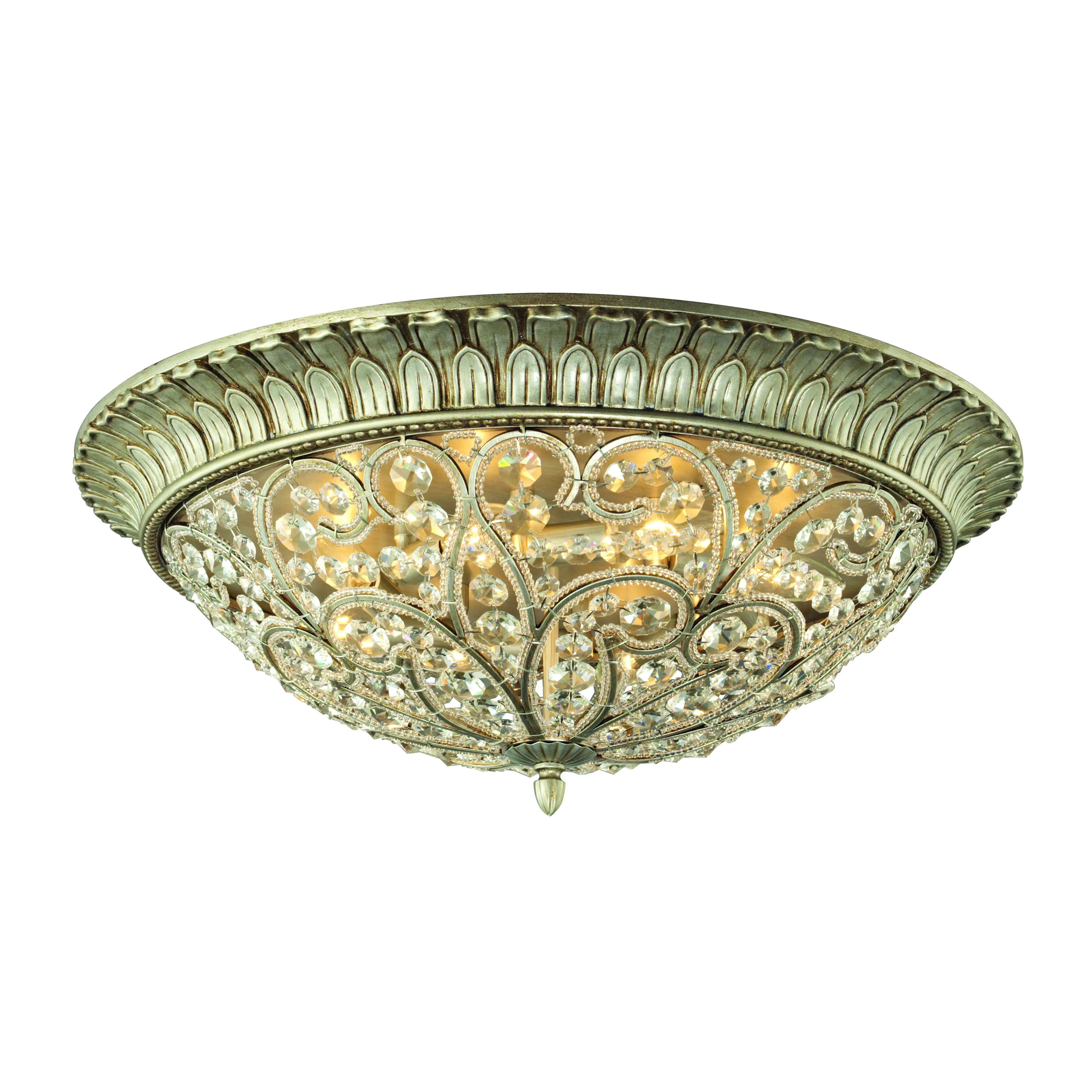 Andalusia 24" Wide 8-Light Flush Mount - Aged Silver