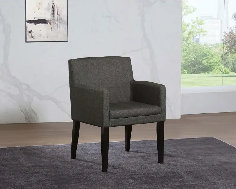 Catherine Upholstered Dining Arm Chair Charcoal Grey and Black (Set of 2)