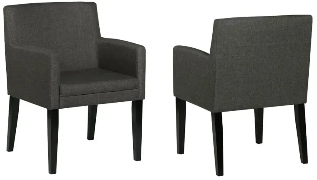 Catherine Upholstered Dining Arm Chair Charcoal Grey and Black (Set of 2)