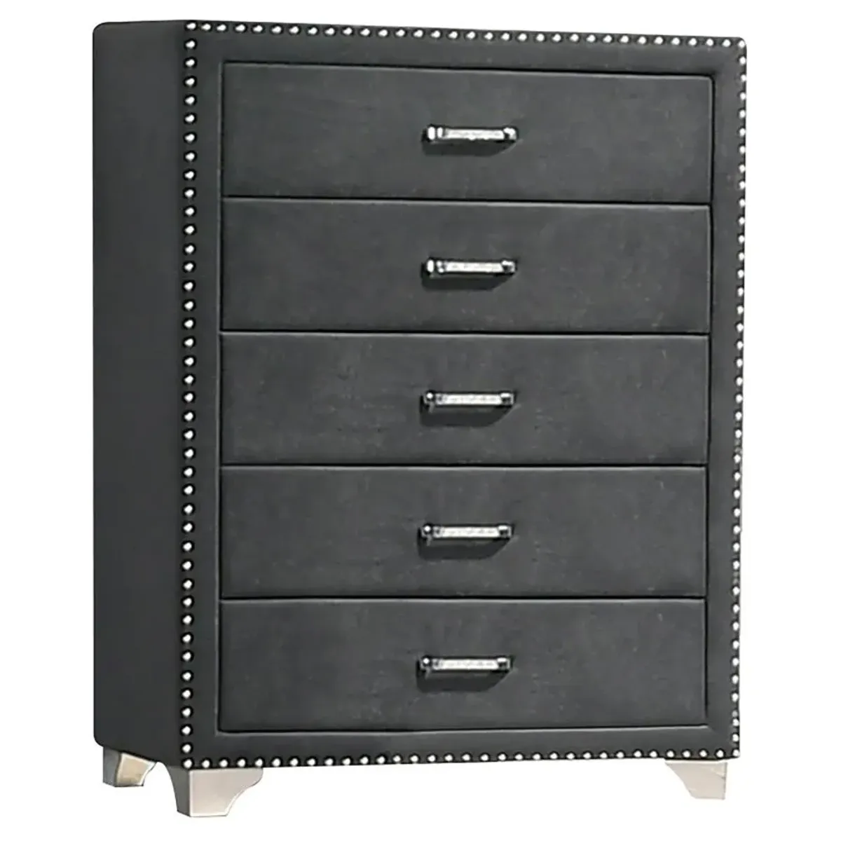 Melody 5-drawer Upholstered Chest Grey