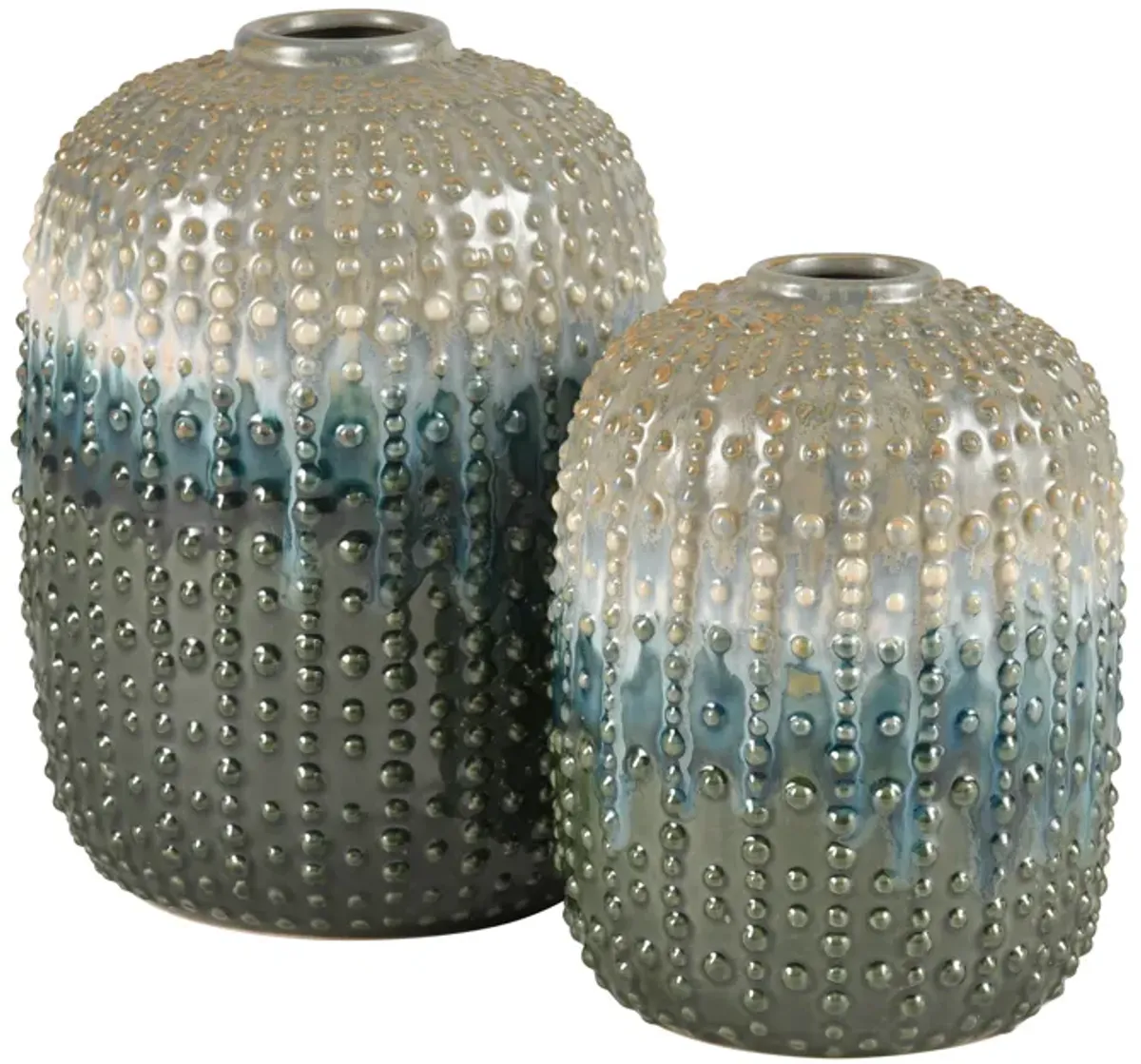 Jaffe Vase  -  Small Green Reactive - Set of 2