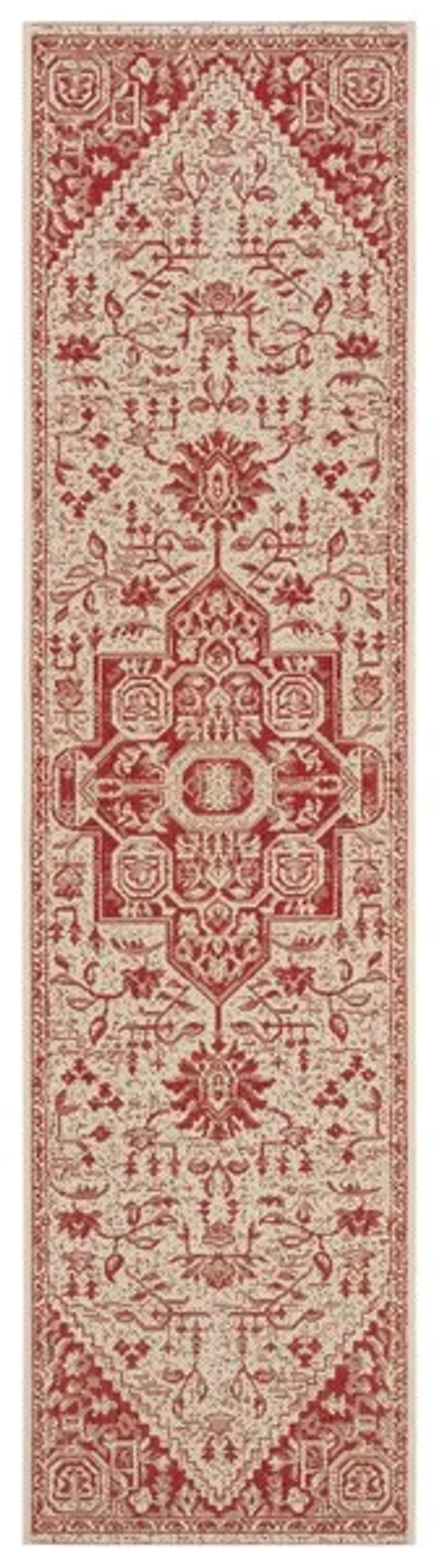 LINDEN 138 Collection LND138Q-210 Red / Creme 2'-2" X 10'