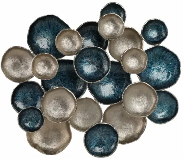 37x31 Metal Multi Disc Wall Decor, Blue/silver