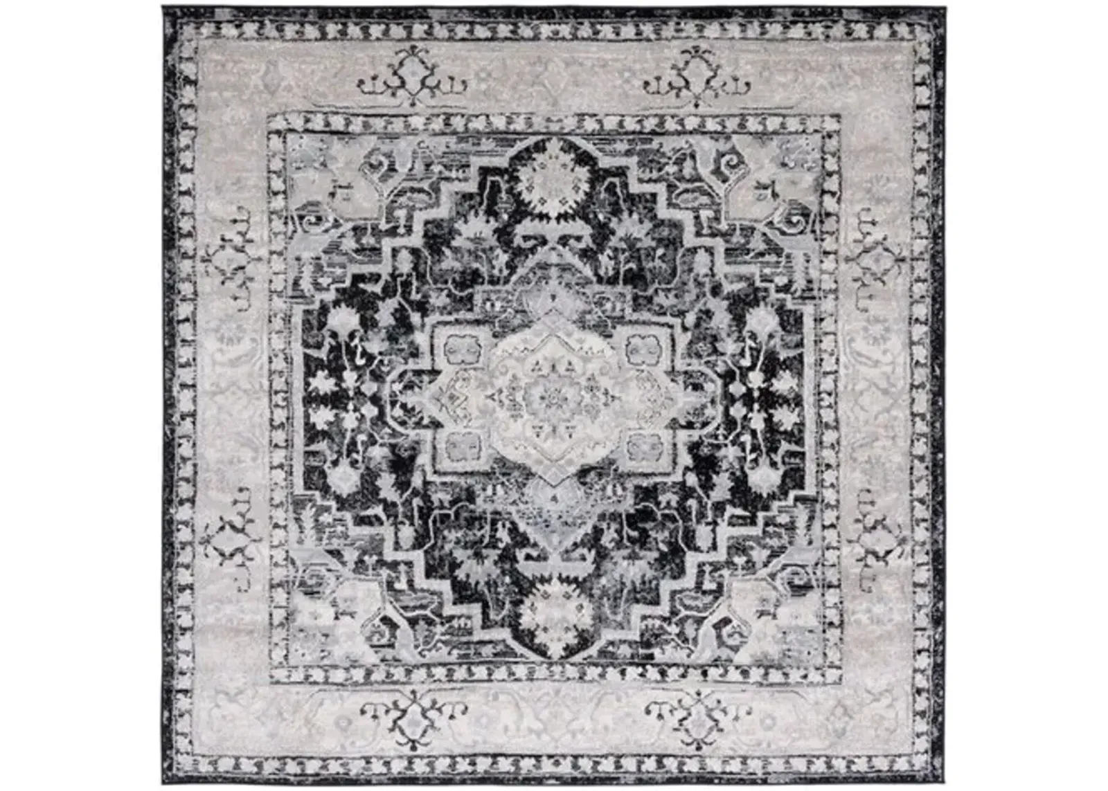 Brentwood 851 Black / Grey 6'-7" X 6'-7" Square Square Powerloomed Rug