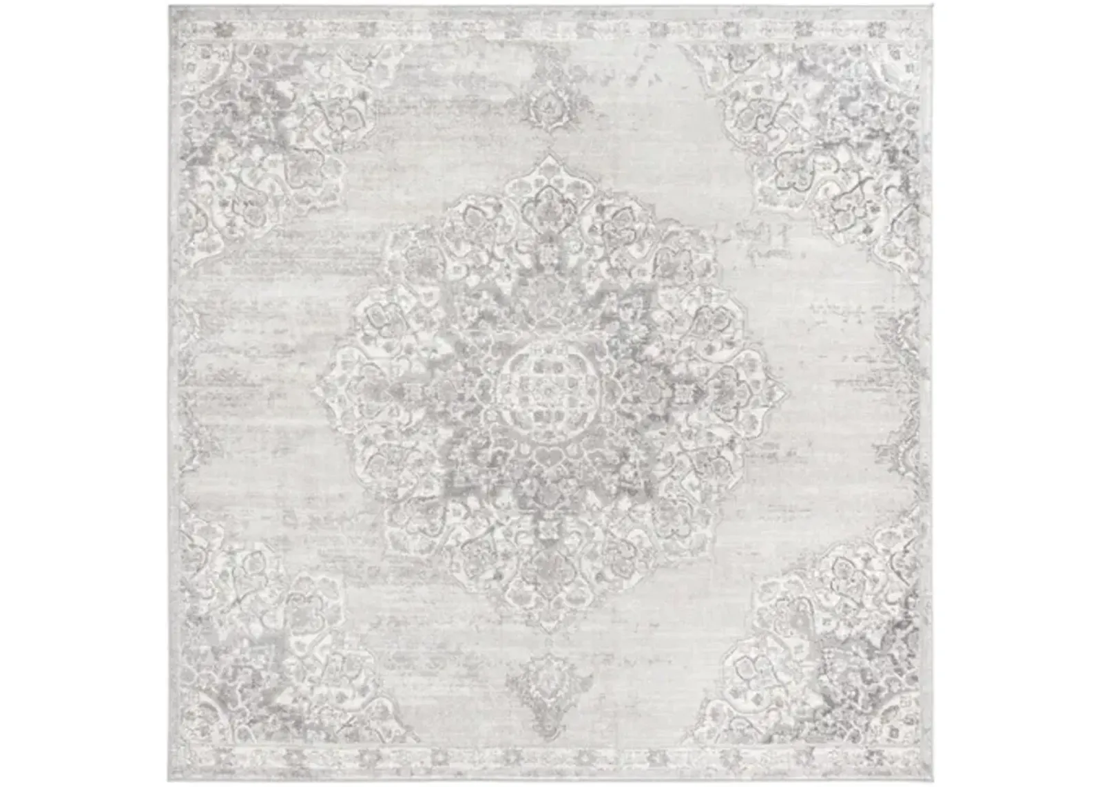 Brentwood 802 Grey / Ivory 3' X 3' Square Square Powerloomed Rug