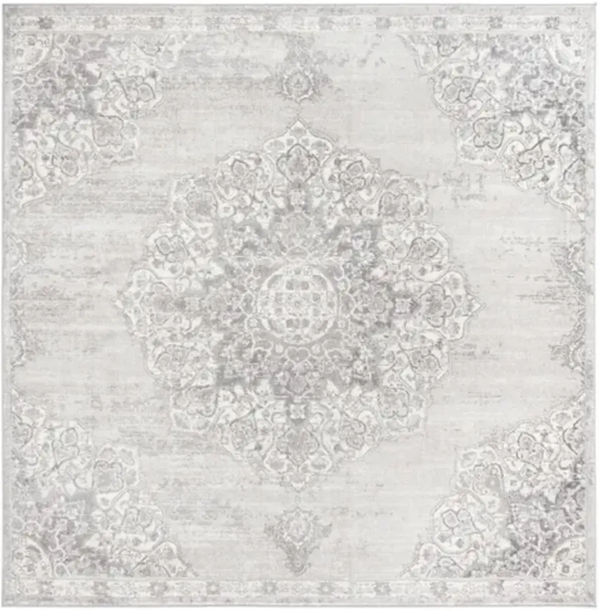 Brentwood 802 Grey / Ivory 3' X 3' Square Square Powerloomed Rug