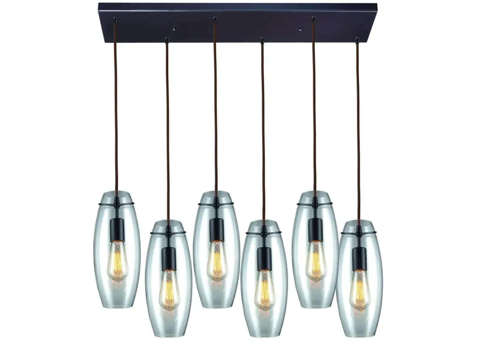 Menlow Park 32" Wide 6-Light Multi Pendant - Oiled Bronze