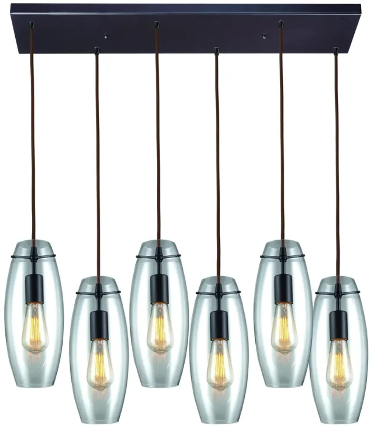 Menlow Park 32" Wide 6-Light Multi Pendant - Oiled Bronze