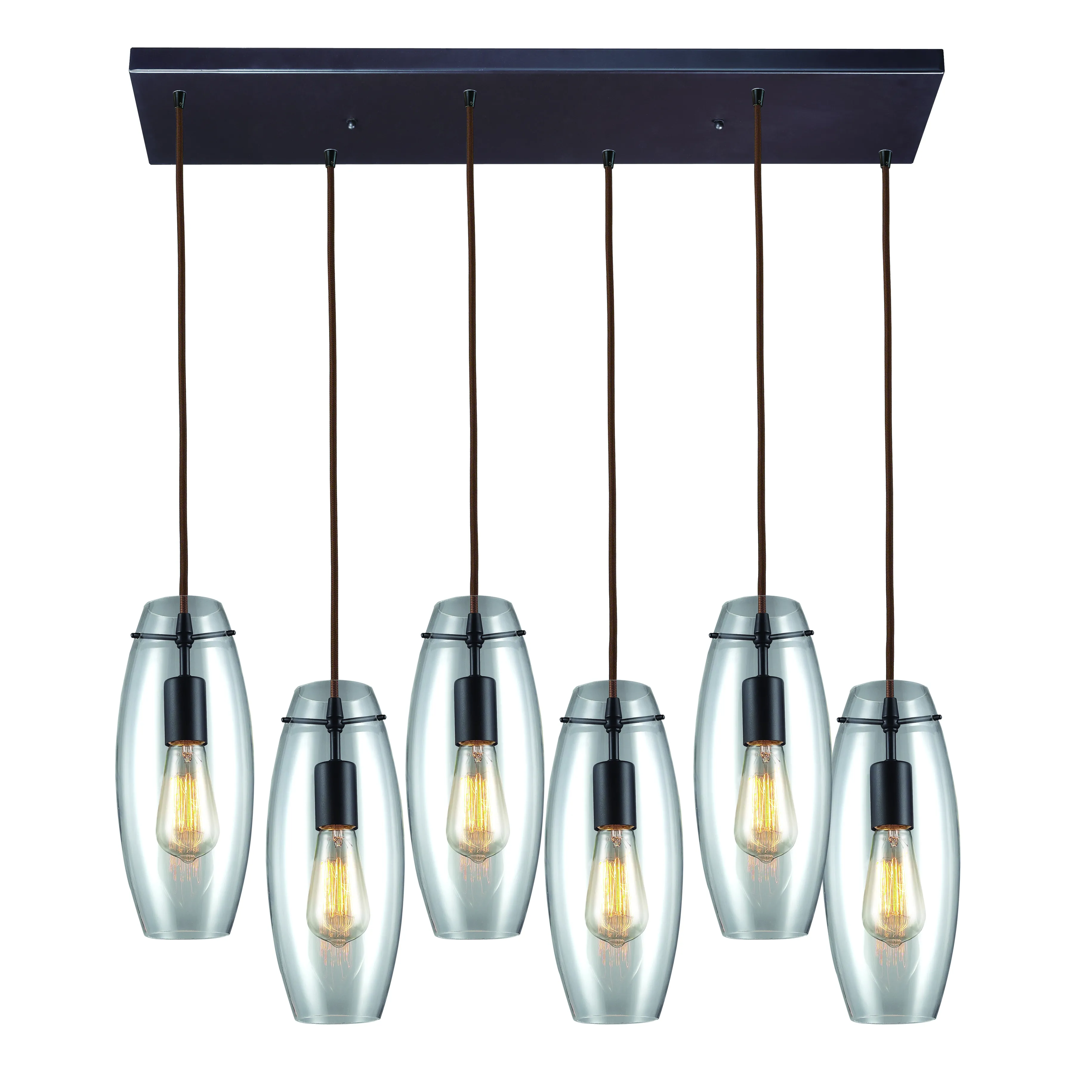 Menlow Park 32" Wide 6-Light Multi Pendant - Oiled Bronze