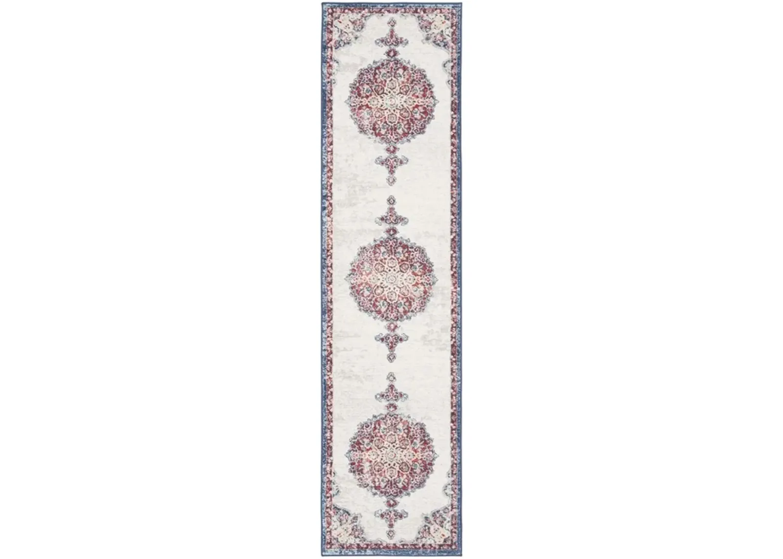 Brentwood 867 Ivory / Red 2' X 8' Runner Powerloomed Rug