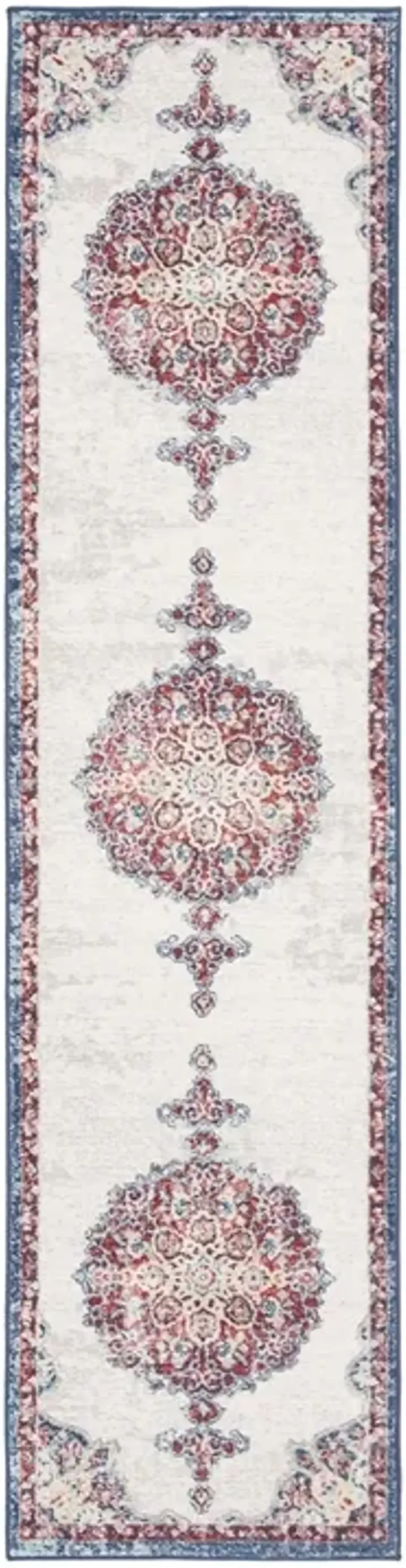 Brentwood 867 Ivory / Red 2' X 8' Runner Powerloomed Rug